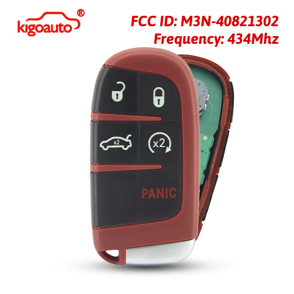 Ключ-брелок Kigoauto FCC M3N-40821302, красный, 5 кнопок, 434 МГц, чип ID46, для Dodge Charger, Challenger, Dart 2011-2017 гг.