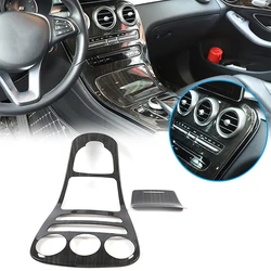 For Mercedes Benz C CLASS W205 GLC X253 2015 - 2019 Black Wood Grain Interior Center Control Gear Shift Panel Decor Cover Trim