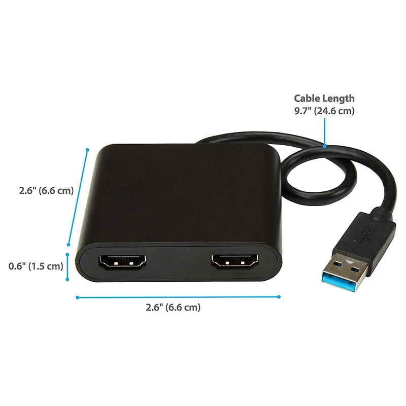 USB 3.0 para Dual HD Video Converter Adapter, Dock Station, Hub Compatível com Windows 7, 8, 10, 11, Mac, PC, Laptop, HDTV, Monitor