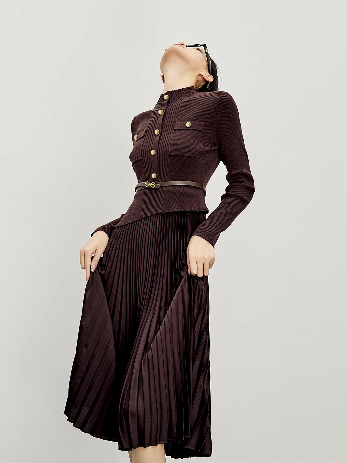 

Женская зимняя модная юбка-трапеция Guuli Long Sve Gored Skirt Dr Ele красного цвета, повседневная, с высокой талией, из полиэфирного волокна