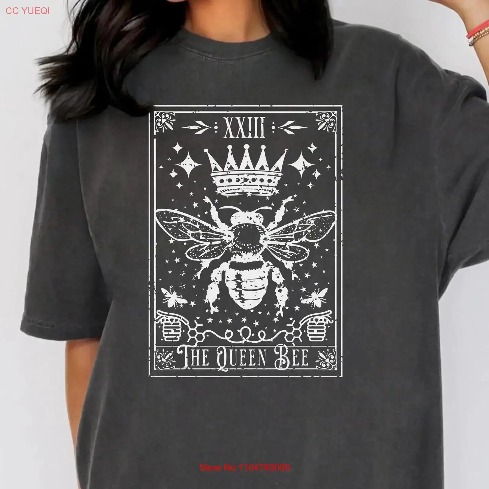 The Queen Bee Tarot Card T Shirt Bumblebee Lover Witchy Bookish vintage Washed Slightly graphic Stylish Comfortable Casual