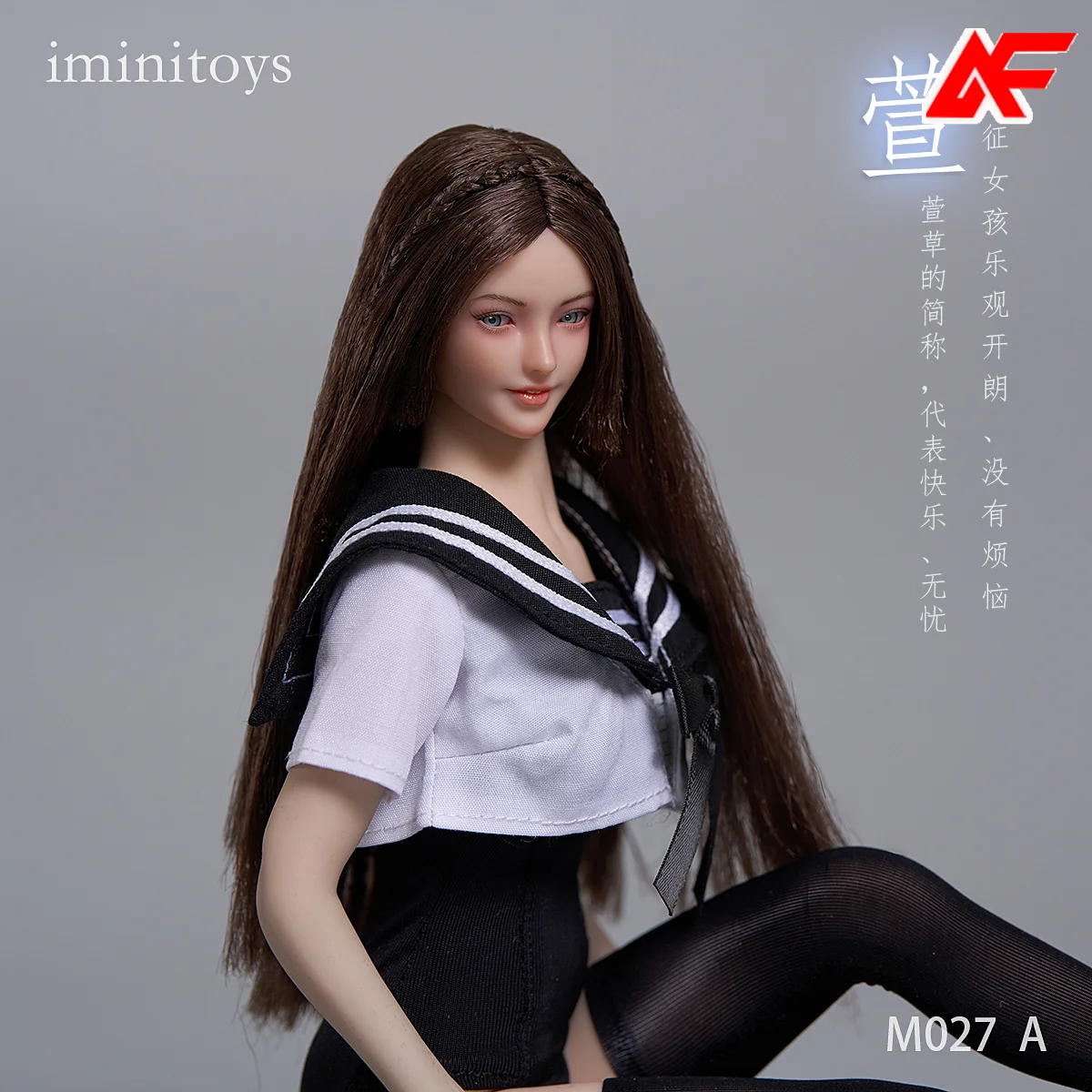 Iminitoys M027 1/6 Schaal Dubbele Paardenstaart Loli Meisje Meisje Beweegbare Vervangbare Ogen Hoofd Model Voor 12 ''Vrouwelijke Action Figure body