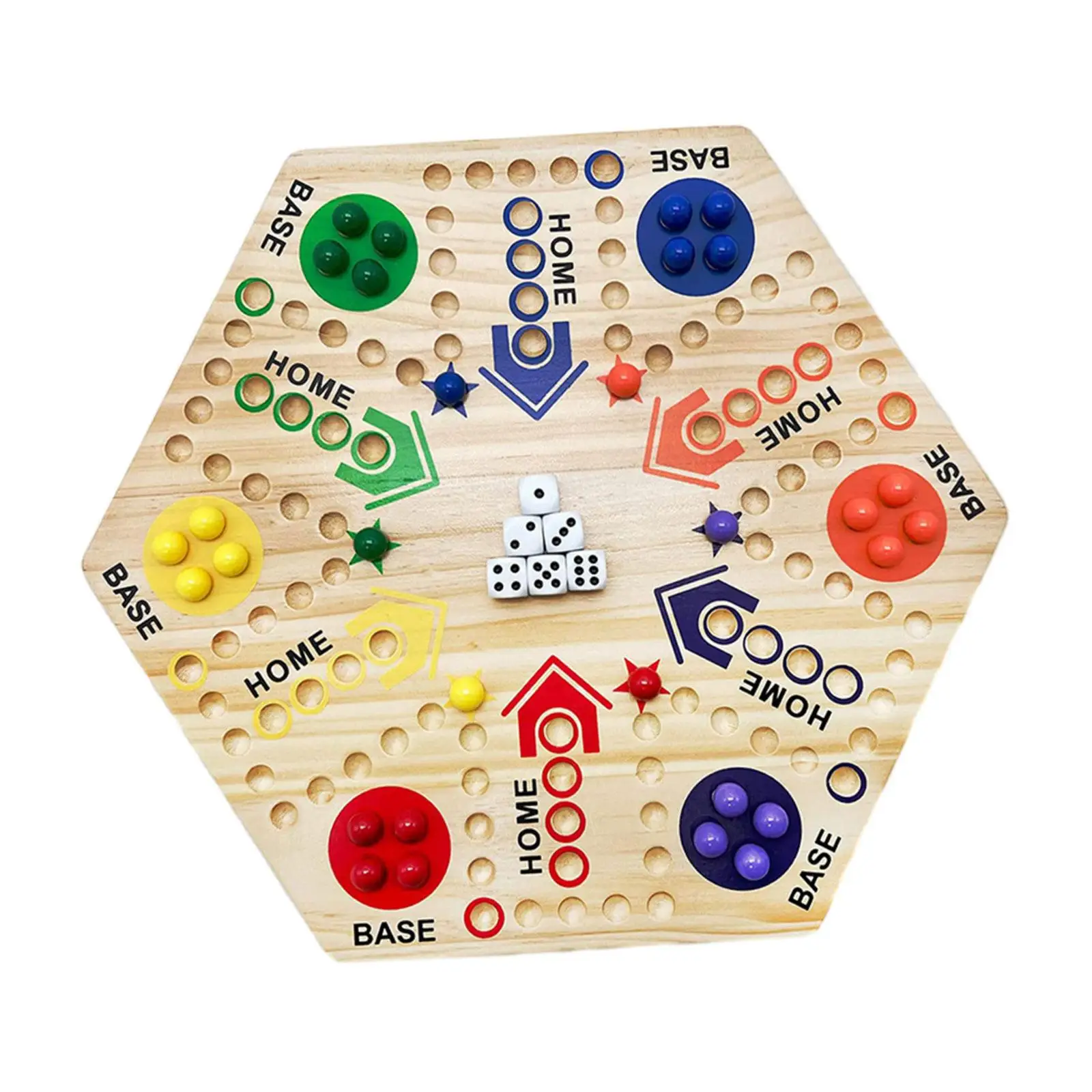 Marble Board Game 6 Dice 36 Marbles Portable Wooden Fast Track Board Game Flying Chess for Kids Family Game Friends Adults Party