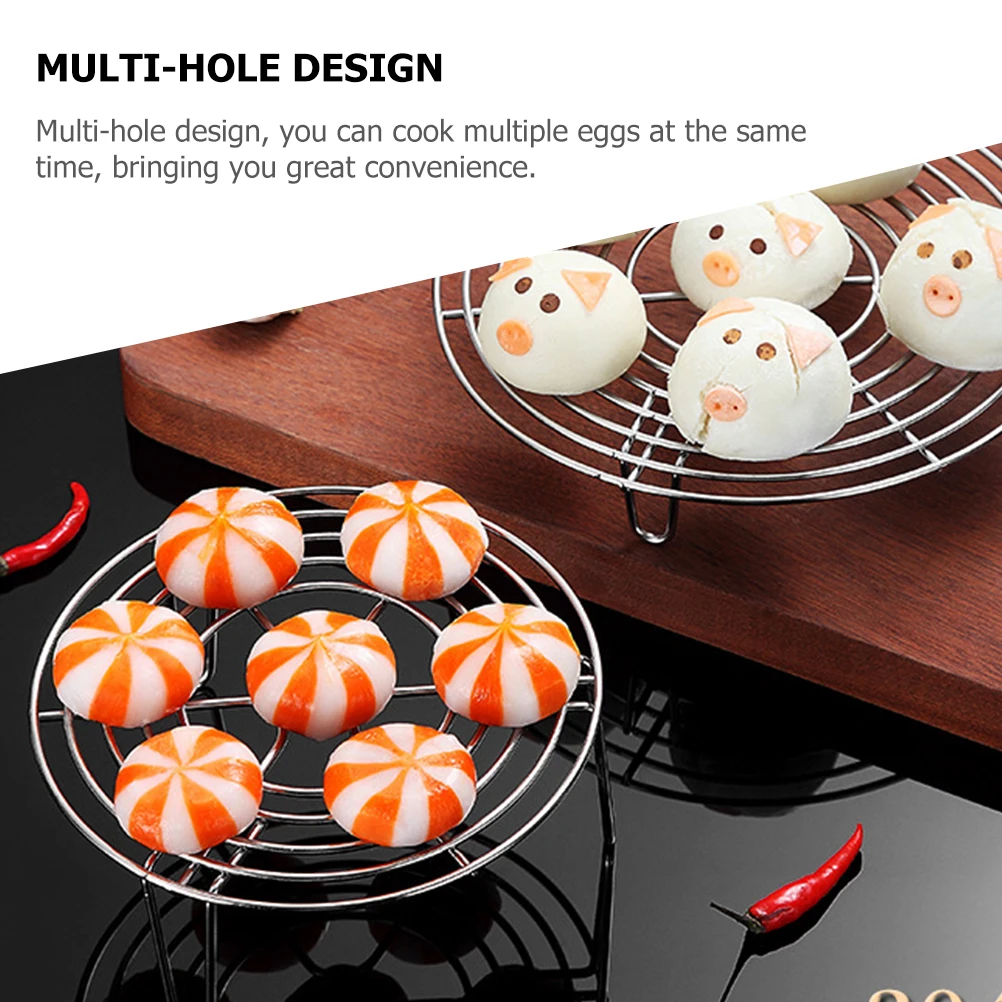 

2Pcs Stainless Steel Steamer Rack Heavy Duty Multi-Hole Egg Holder for Pot Kitchen Utensil Heat Resistant Wok Rack for Home