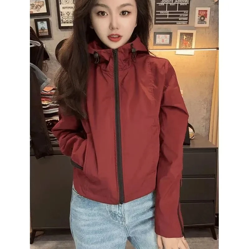 2025年春 レディース オルト ルーズ ファッション ジャケット 新作 フード付き ウィンドブレーカー コート 学生トップス スリム レディースコート