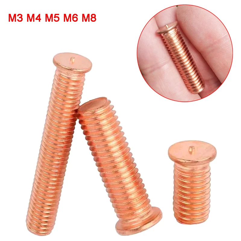 M3 M4 M5 M6 M8 Nails Copper Plated Weld Threaded Studs for Capacitor Discharge Welding Spot Screws Welded Stud