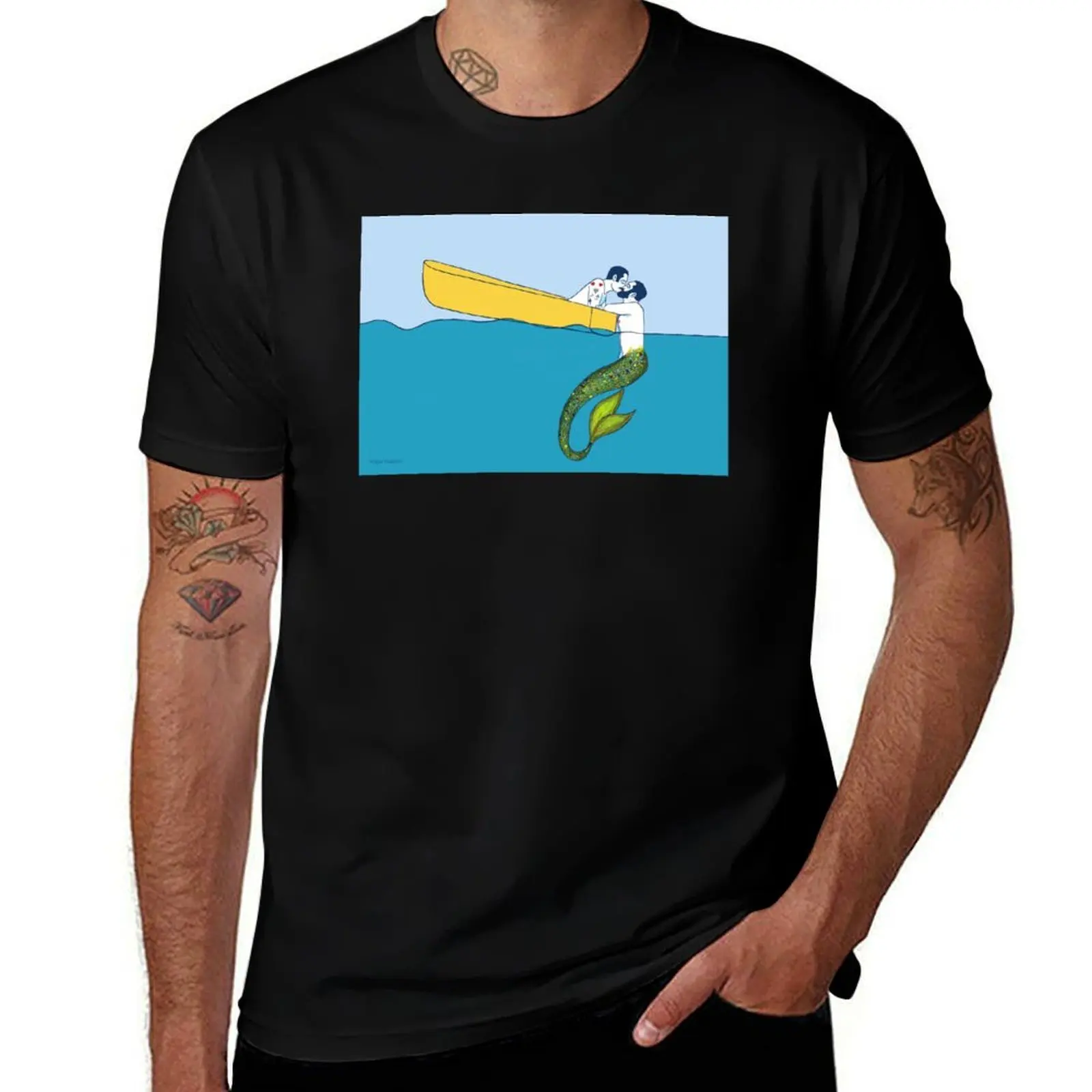 The sailor and the Triton T-Shirt Basic Simple Design Short Sleeve Shirt