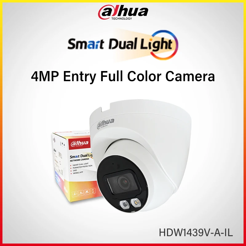 Dahua 4MP Entry Smart Dual Light Network IP Camera Human Detection Built in Mic IR LED&Warm Light HDW1439V-A-IL English Version