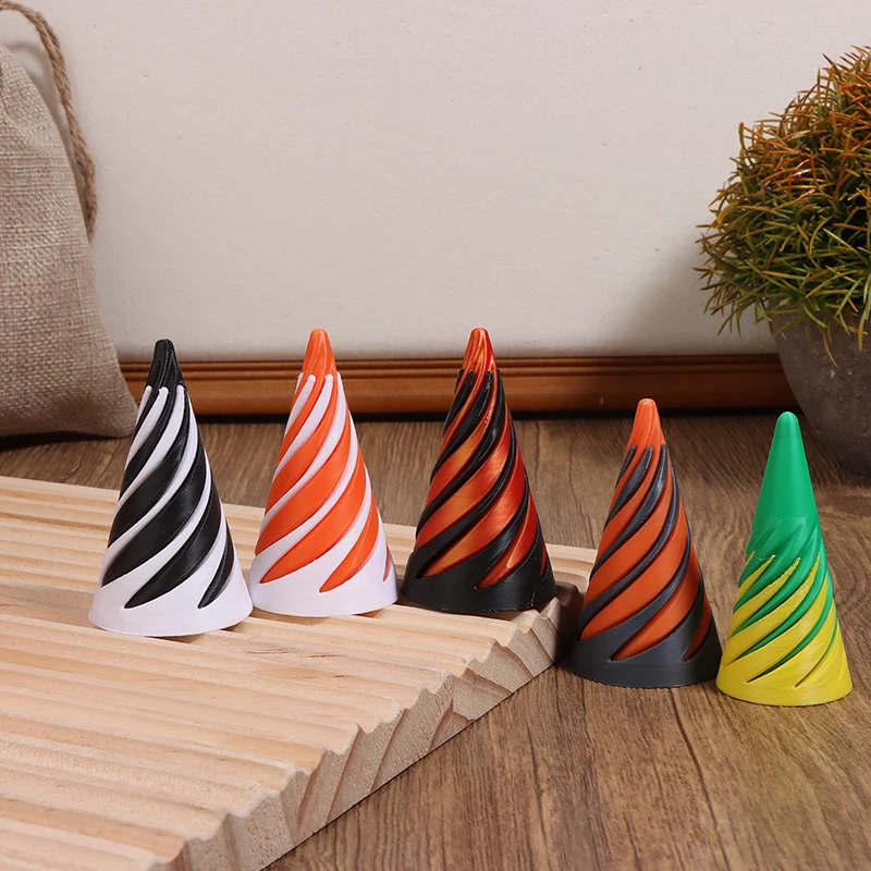 Pyramid Helix Screw Fidget Toy 3D Printed Spiral Cone Decompression Decorative Ornaments Impossible Passthrough Sculpture