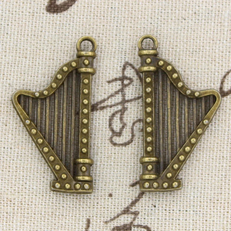 4 قطعة سحر القيثارة الموسيقية 40x21 مللي متر العتيقة قلادة صالح ، خمر التبتية فضة برونز اللون ، DIY اليدوية مجوهرات #2