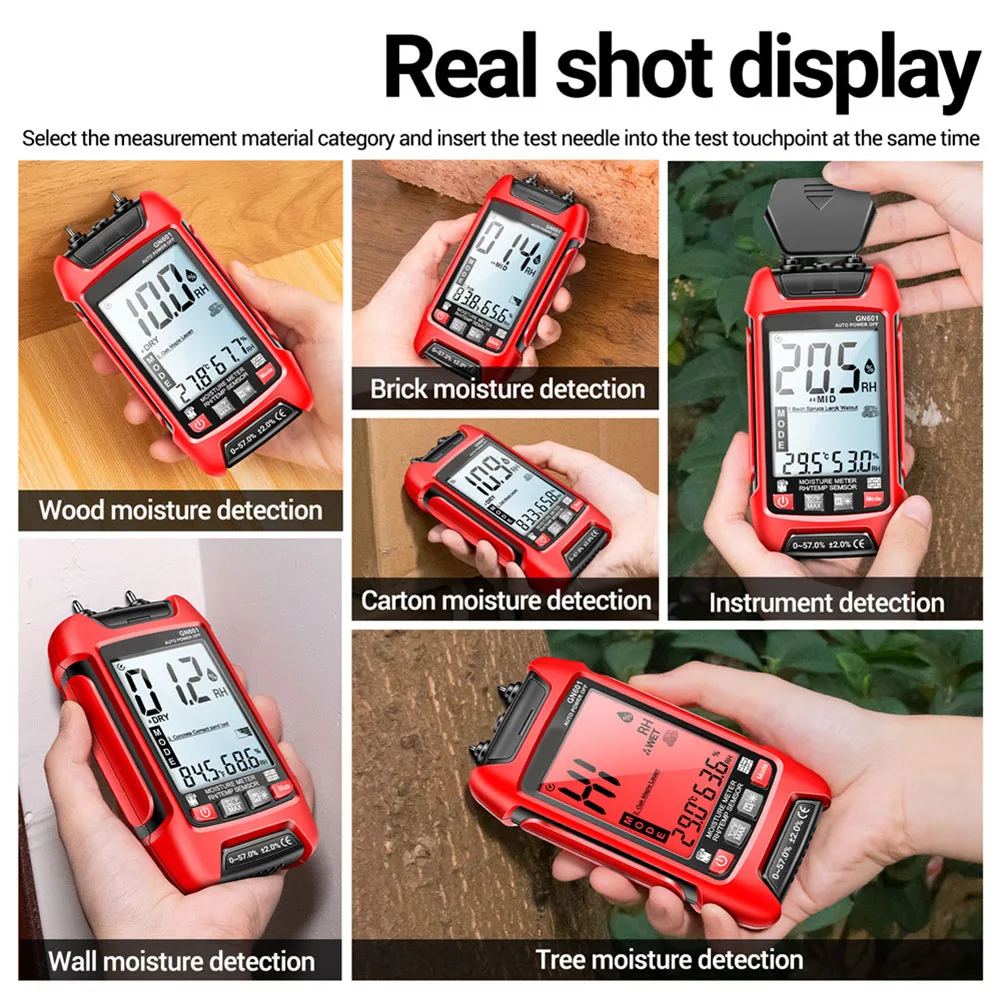 

Wood Moisture Analyzer with Temperature and Humidity Sensor Accurate Digital Measurement Device for Construction and Woodworking