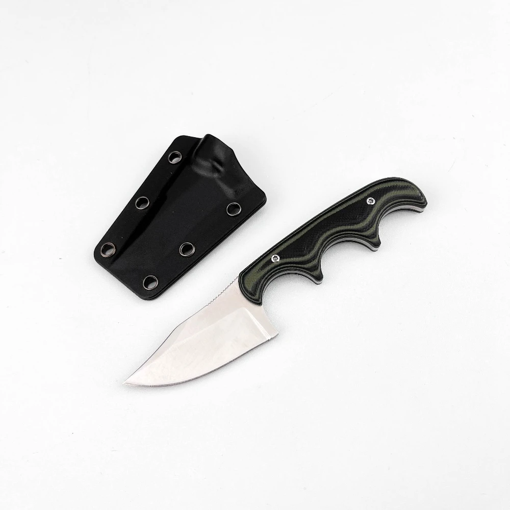 Mini-Taschenmesser mit Vollklinge 2,05 Zoll 8Cr13Mov Feststehende Klinge Zweifarbiger G10-Griff mit Scheide EDC Outdoor-Camping-Werkzeug