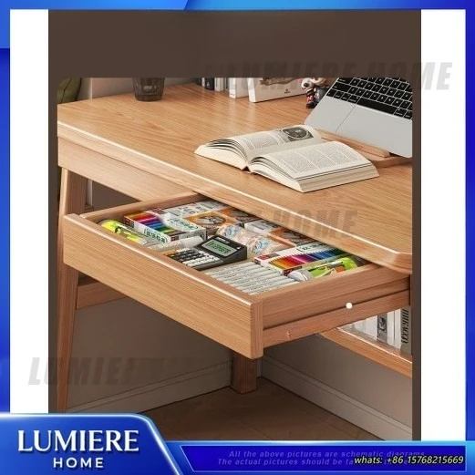 Solid Wood Desk for Home Office Study Work Small Space Computer Table Narrow Writing Desk for Bedroom Student Adult