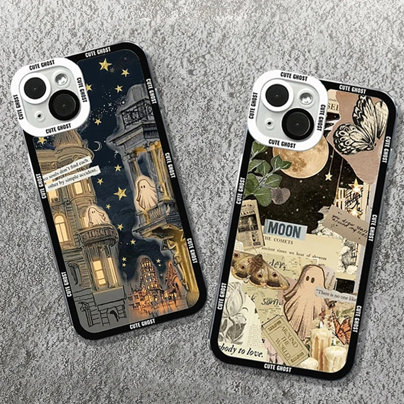 

Case For Xiaomi Redmi Note 10 11 12 13 Pro Max Plus 12S 11S 10S 12C 4G 5G Global Transparent Cute Little Ghost Cover