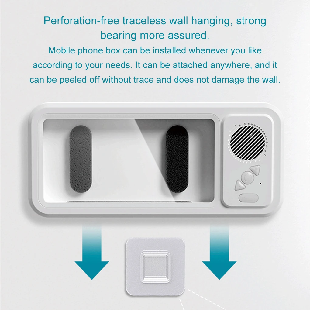 

Shower Phone Holder with Bluetooth Speaker IPX4 Waterproof Anti-Fog Touch Screen Wall Mount Phone Holder for Shower Bathroom