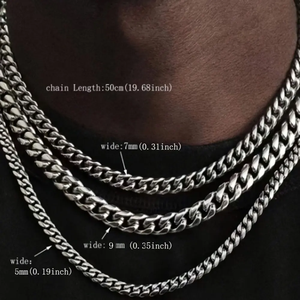 1pc Men\'s Stainless Steel Chain Necklace, Unisex Hip Hop Neck Chain Necklaces