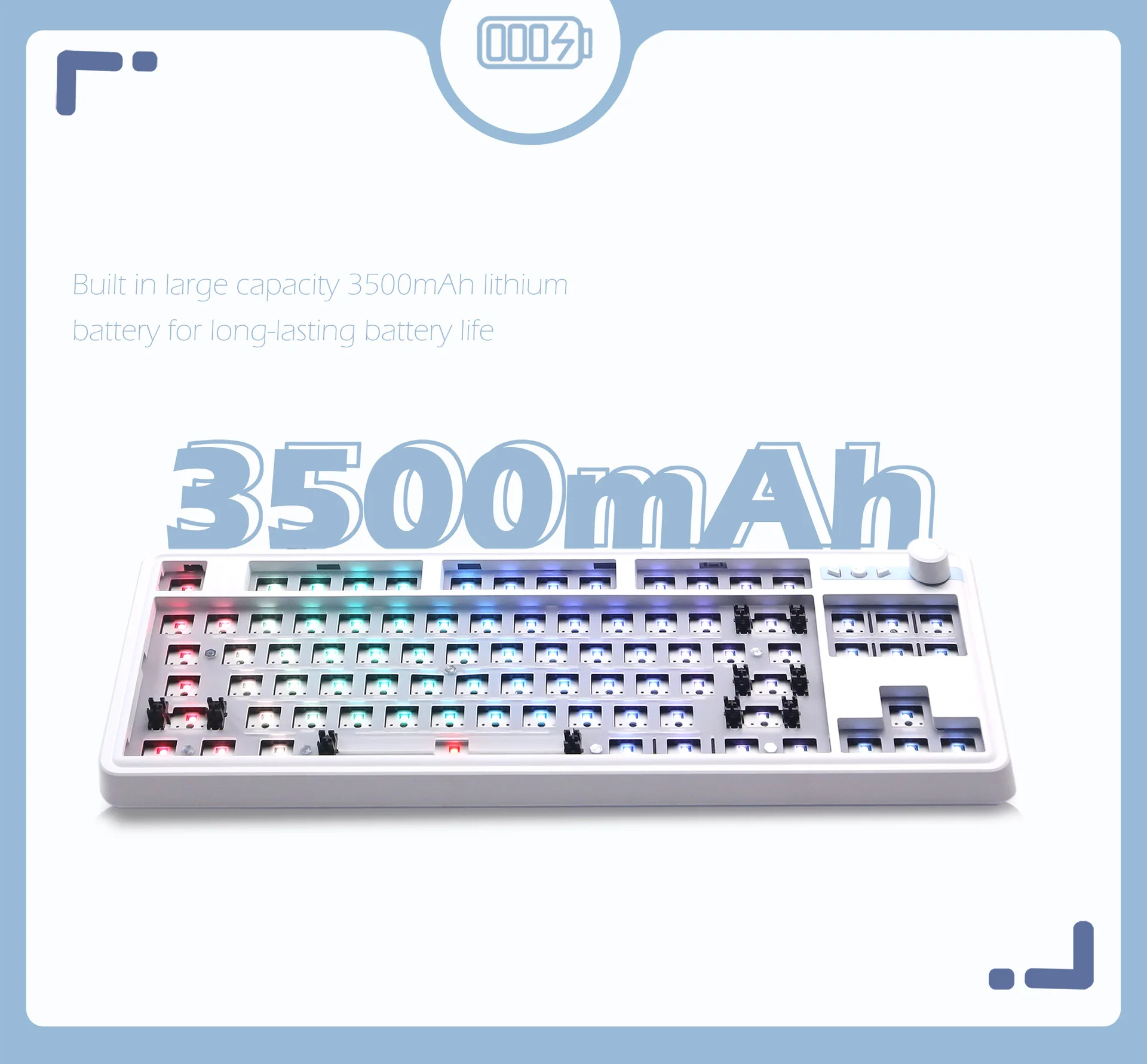 

Keyboard kit wireless Pcb with knob Rgb hot swappable custom mechanical keyboard kit suitable for Zmk without key cap disassembl