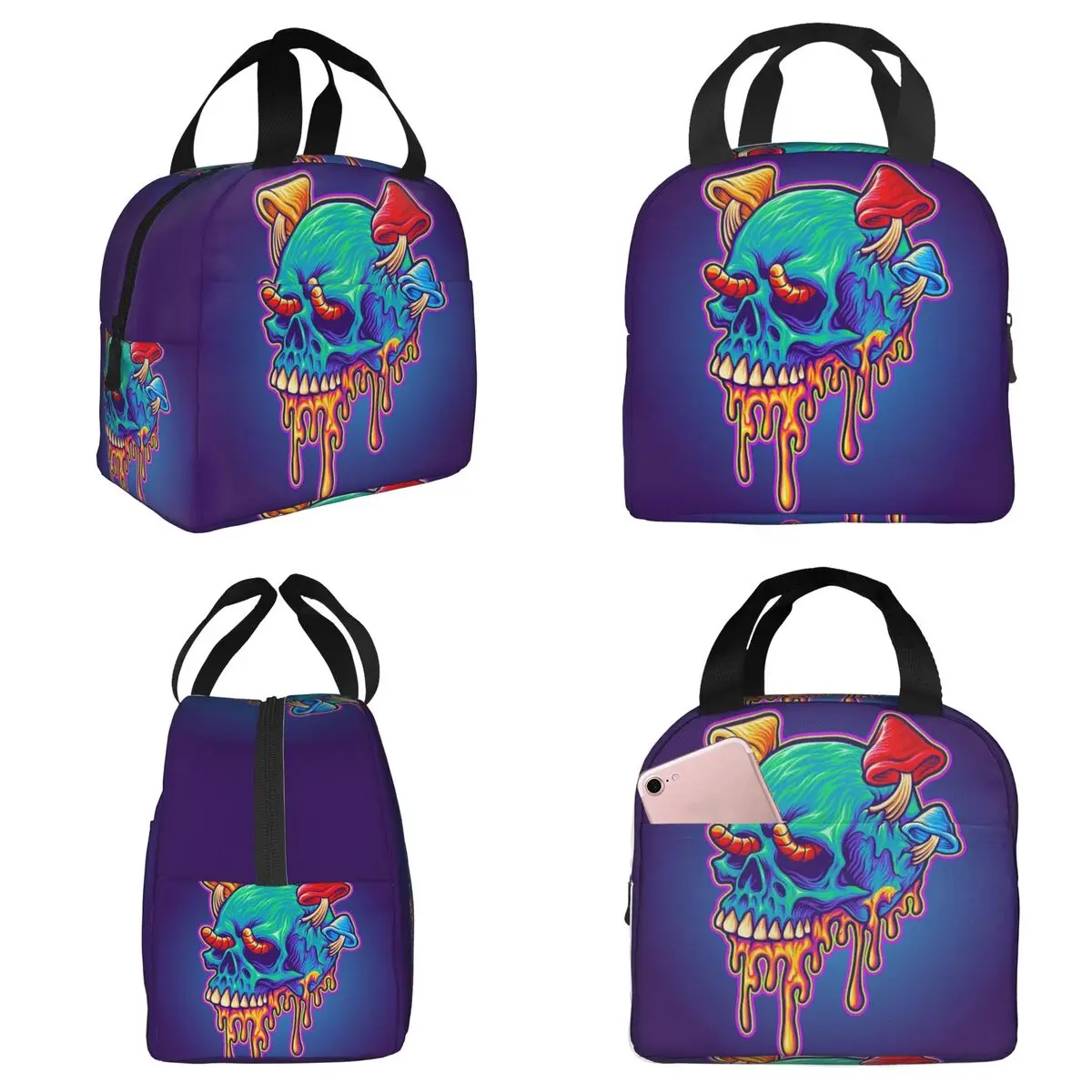 Abstract Colorful Skeleton Insulated Lunch Bag for Kids School Cooler Thermal Food Box Tote Portable Lunch Boxes Container