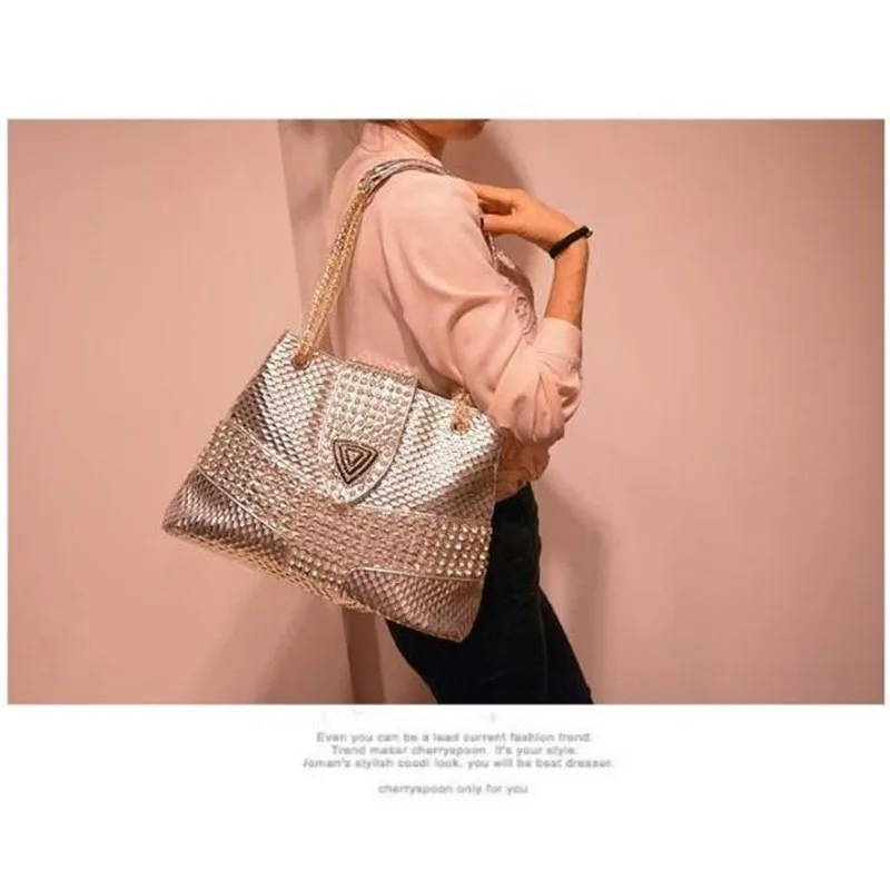 2023 Luxury Fashion Diamonds Women Handbags Genuine Leather Rhinestone Chian Lady Portable Tote Bag Shoulder Messenger Bags