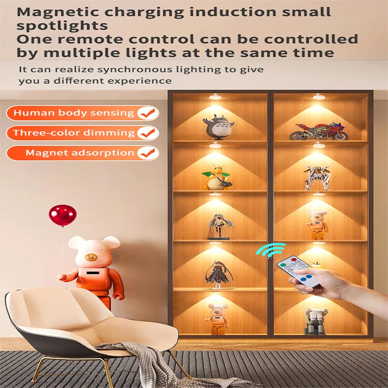 1~6Pcs 모션 센서 LED 야간 조명 3in1 USB 충전식 스포트라이트 홈 복도 침실에 대 한 3 색 무선 밤 램프