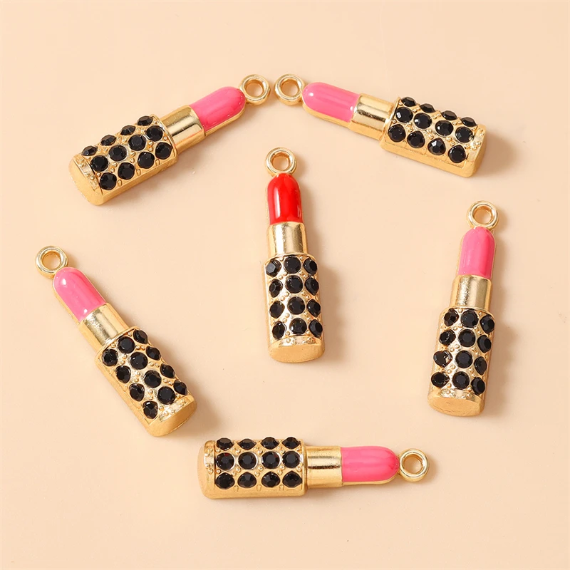 10 Stück Niedliche Emaille-Anhänger in Form von Lippenstiften und High Heels für Schmuckherstellung, Ohrringe, Halsketten, DIY-Bastelbedarf – Detail 11