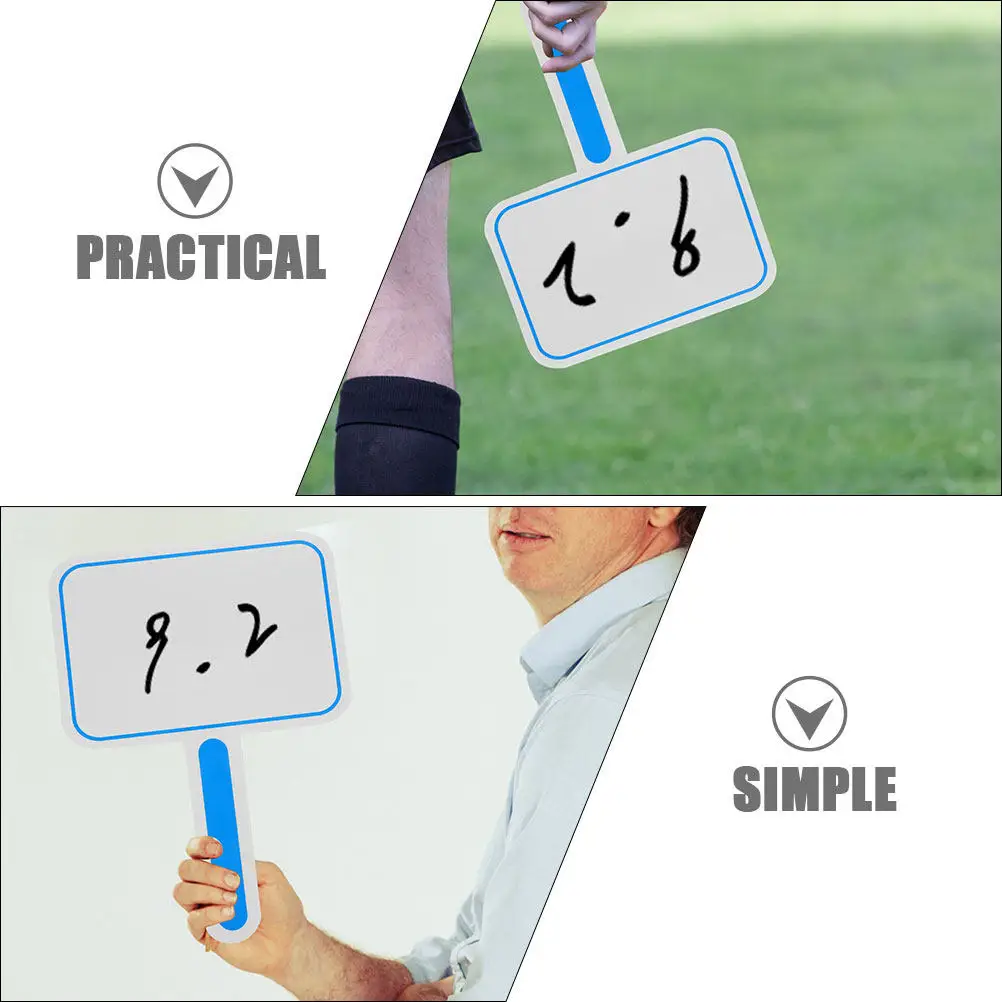 3Pcs Multipurpose Scoreboard Blank Single Side Dry Erase Paddle Hand White Board for Judges Voting Scoring Competitions Mini