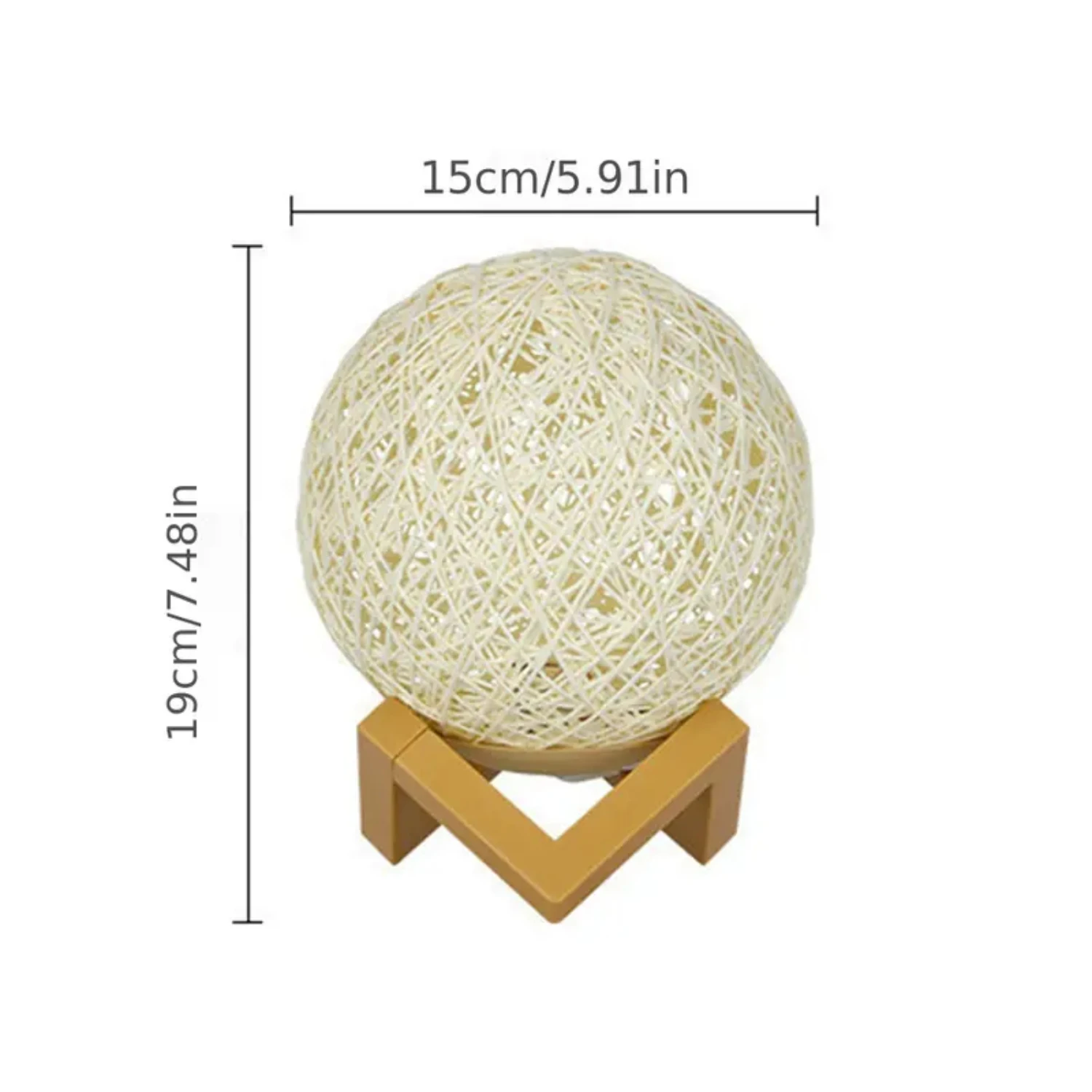 Cozy Rustic Rattan Ball Night Light - Unique Creative Table Lamp Adds Warm Atmosphere - Ideal for Bedroom, Baby Room, Study - Pe