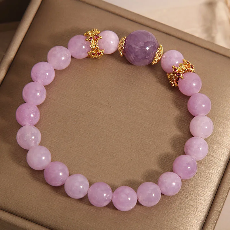 Natural Lavender Amethyst Bracelet for Women Luxury Niche Exquisite Forest Style Versatile Bracelet