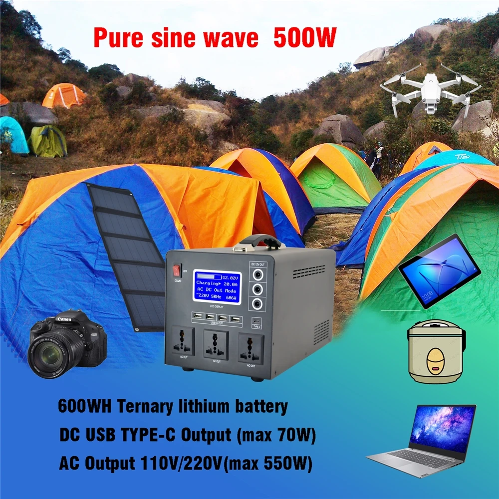 500W 1KW  lithium batteries portable solar energy system generator for TV and lights for House