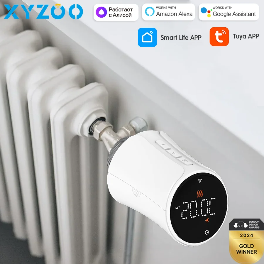 Smart Tuya WiFi Zigbee Testa termostatica Attuatore valvola radiatore TRV Regolatore di temperatura remoto domestico Alexa Google Home Alice