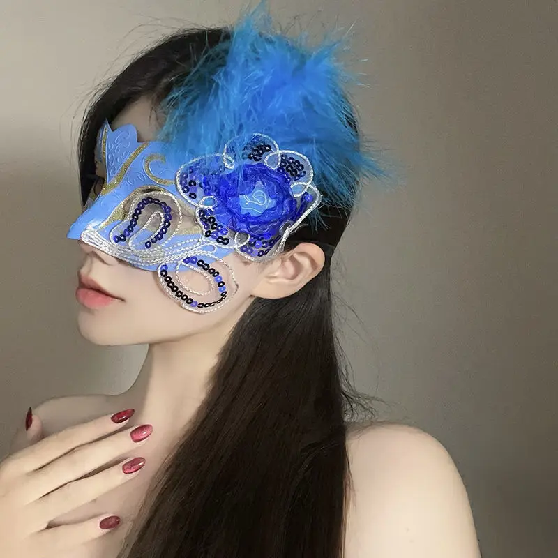 

Feather Women Masquerade Mask Spliced Sequins Mystery Elegant Venetian Eye Party Decorate Halloween Cosplay Prom Mardi Gras Gold