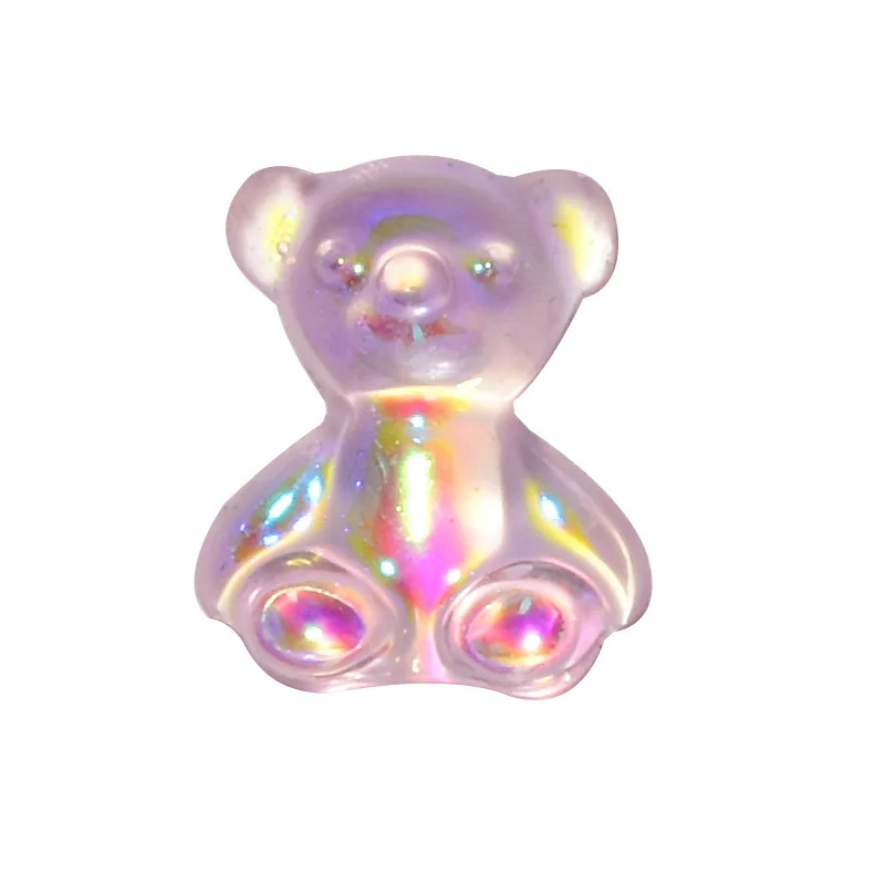 20Pcs Aurora Bear Nail Art Decorations 3D Resin Shiny Jelly Bear Ornaments Cute Cartoon Manicure Gem Charms DIY Accessories 8mm