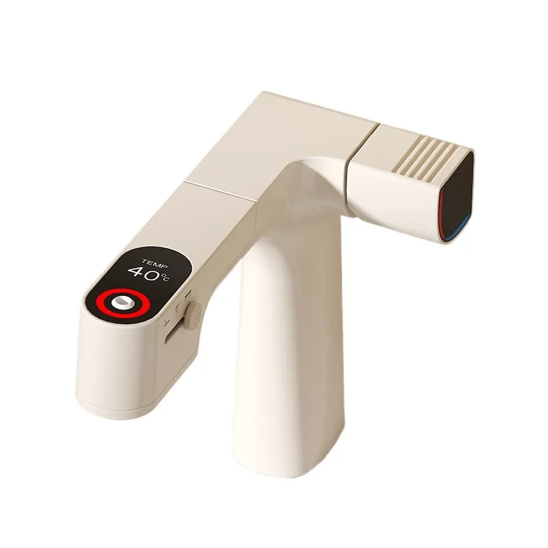 

Cream wind white pull-out faucet washbasin bathroom washbasin washbasin hot and cold faucet intelligent digital display