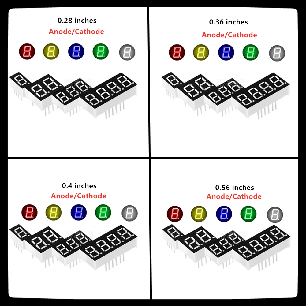 5 Stück Digitale Röhrenanzeige 0,28 0,36 0,4 0,56 Zoll LED 7 Segment Gemeinsame AnodeKathode 1 2 3 4Bit Rot Blau Weiß Grün Gelb Farbe