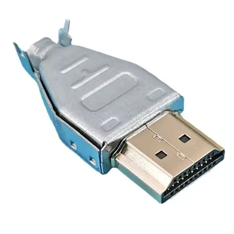 HDMI-Compatible Plug Wiring Harness Connector Solder Wire Welding Connectors 20P HD Line Repair DIY Male Plug Metallic Housing