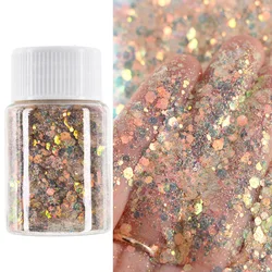 20 Colors Glitter Nail Art Sequin Powder 10ml Reflective Shining Powder Sparkly Chunky Glitter Holographic Mixed Hexagon Flakes