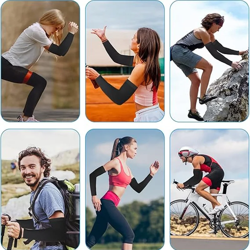 UV-Schutz, kühlende Armstulpen, 6er-Pack – atmungsaktiver Sonnenschutz für Fahren, Radfahren, Outdoor-Sportarten, Unisex UPF 50+ (Schwarz/Grau)