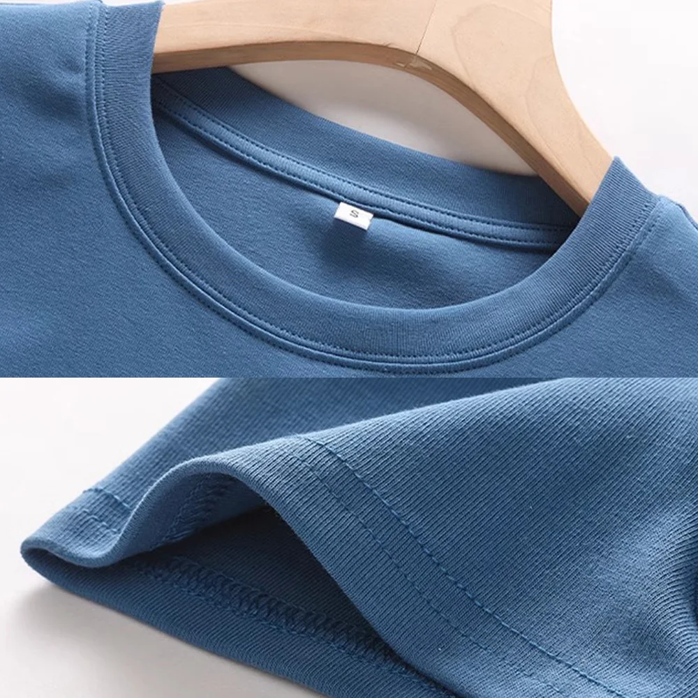 Korean version blue pure cotton short sleeved T-shirt for women's summer new high-end fashion plus size casual round neck top