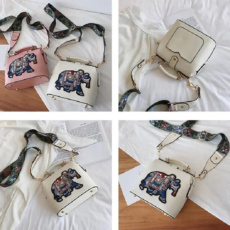 Mode Vrouwen Lederen Handtas Messenger Tas Portemonnees Boekentas Designer Luxe Handtassen Crossbody Tassen Olifant Geborduurde Tassen