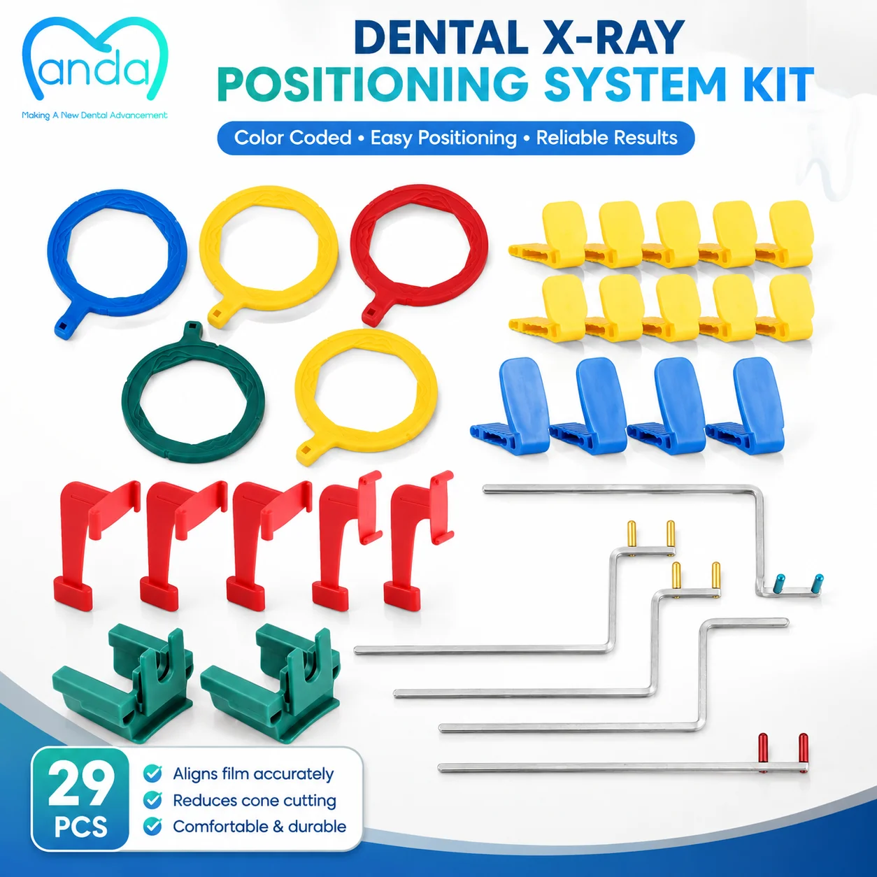 Dental-X-Ray-Film-Holder-Kit-Color-Coded-Positioning-System-Dental-Radiography-Holder-Bite-Block-Ring-Arm-Set-for-Dentist-Studen