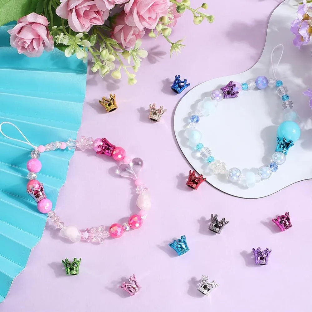 100 قطعة تاج حبة الاكريليك البؤري الخرز السائبة 12x14 مللي متر الملونة البلاستيك الذهبي الفضة التيجان قبعات قبعة على شكل فاصل فضفاض عدة #4