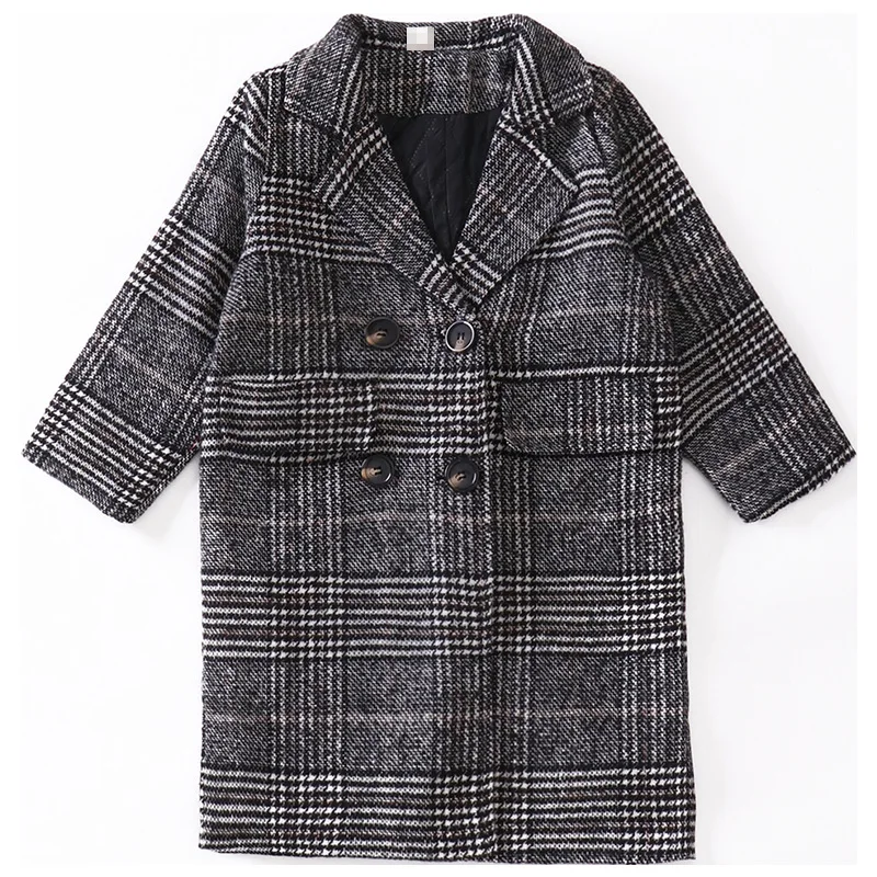 Girls Coat Fashion Plaid Wool Coat For Girls Double-breasted Kids Outerwear Autumn Thick Winter Clothes For Girls 6 8 10 12 14