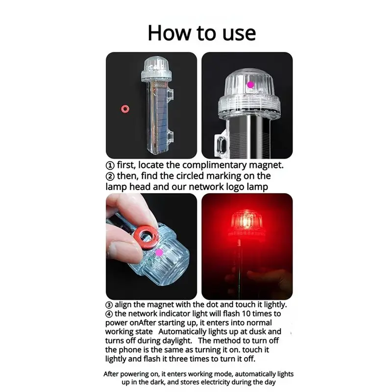 Solar Powered LED Marine Signal Light Waterproof Navigation Warning Lamp Boat Marker Beacon For Yacht Fishing Vessel