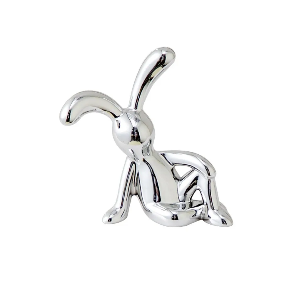 Cartoon Rabbit Decorative Ornaments Long Eared Rabbit Eco-friendly Plastic Car Interior Decoration Electroplating Cute
