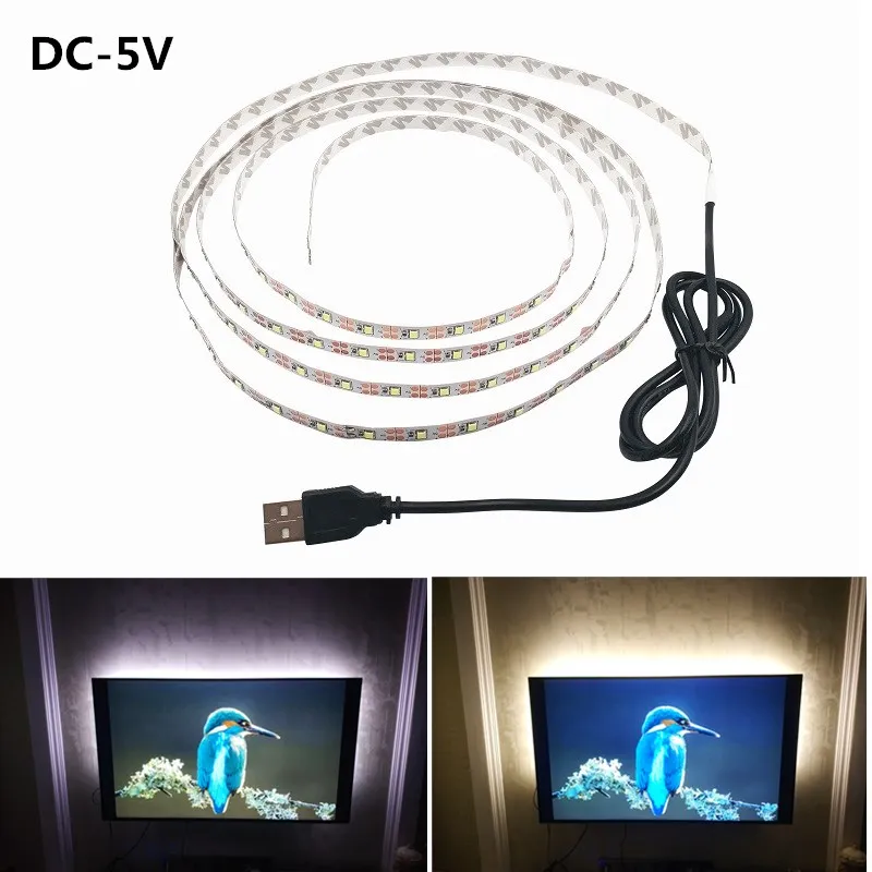 5V 50CM 1M 2M 3M 4M 5M kabel USB dioda LED dużej mocy taśmy światła SMD 3528 boże narodzenie dekoracja biurka lampa taśma na oświetlenie tła do TV