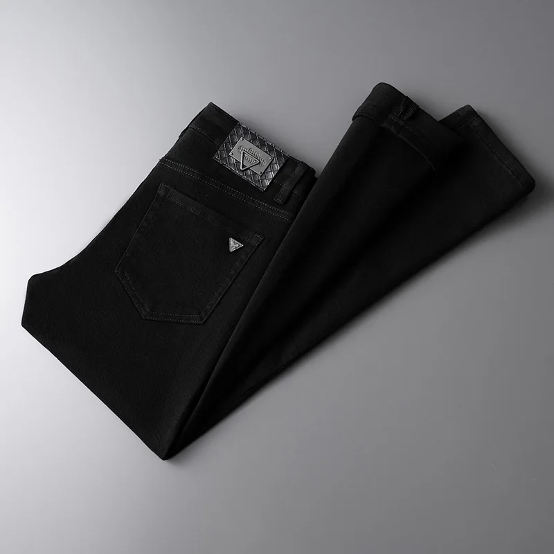 Men's Jeans Pure Black High-End Affordable Luxury Simple All-Match Stretch Breathable Office Business Classic Casual Trousers