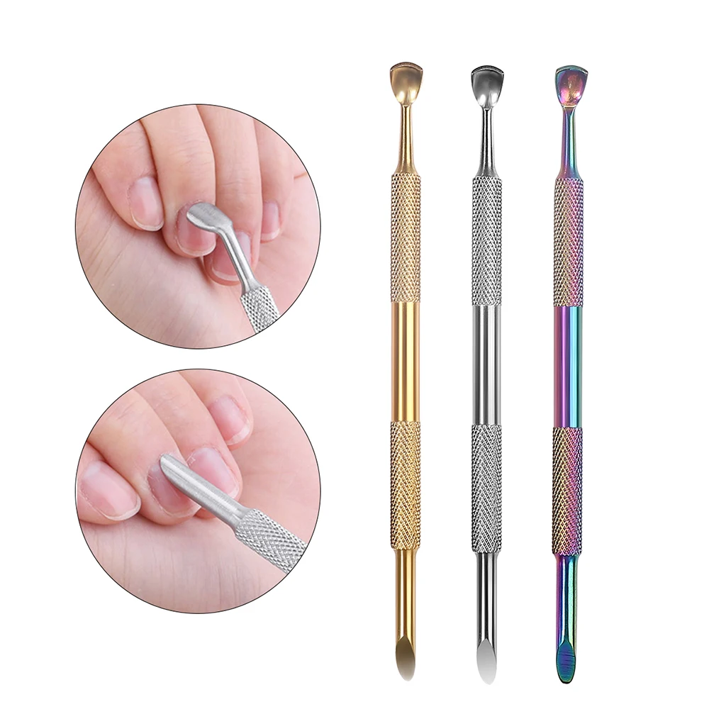 1Pcs Double-ended Stainless Steel Cuticle Pusher Dead Skin Push Remover For Pedicure Manicure Nail Art Cleaner Care Tool