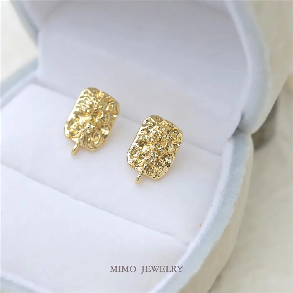 

Copper-plated Gold Rectangular Concave-convex Surface Irregular 925 Silver Needle Stud Earrings Earclips DIY Charm Accessories