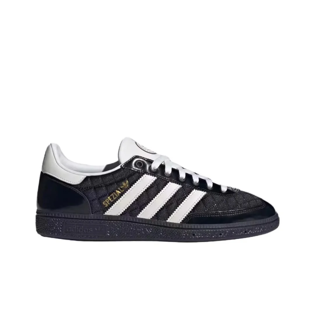 Adidas Handball Spzl Men's and Women's Fashion Low Top Board Shoes Comfortable Non-slip Wear-resistant Black and White Colorway