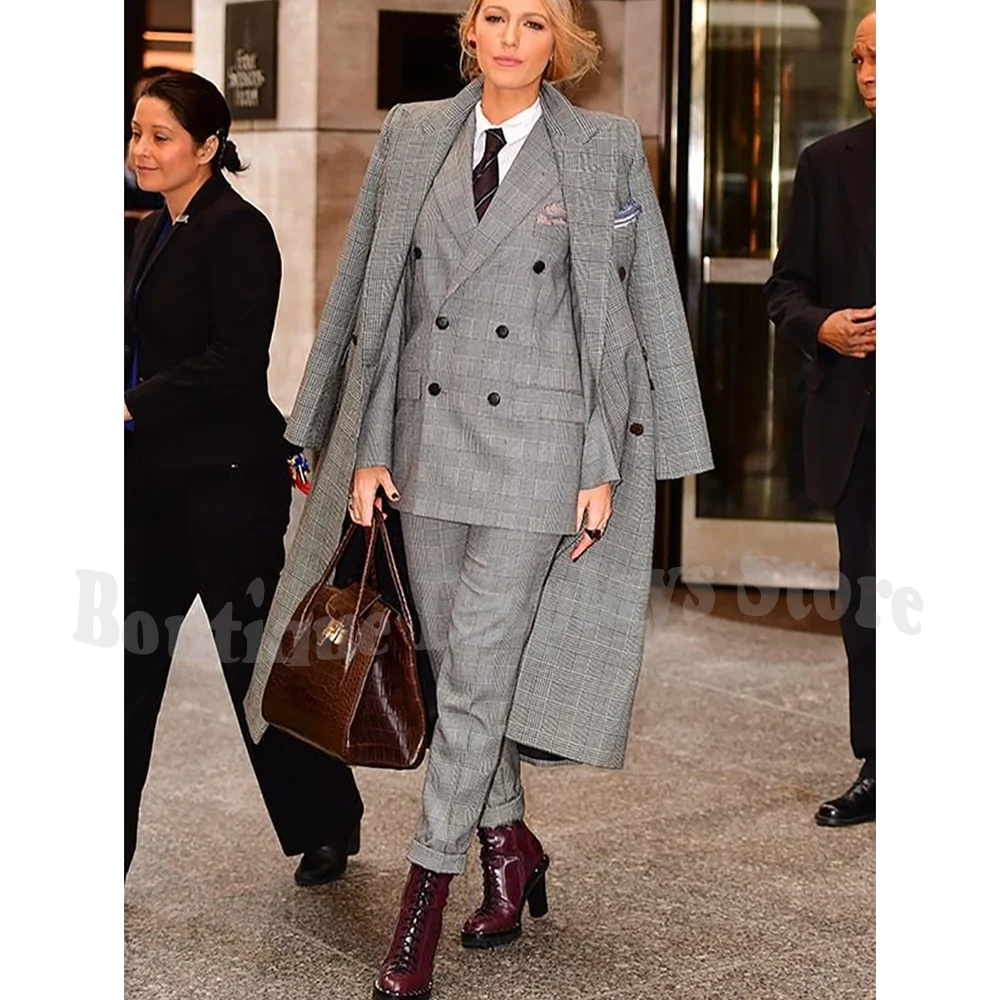 High Quality Luxury Women's Suit Pants Set Three Piece Double Breasted Business Formal Work Office Female Outfit Customized